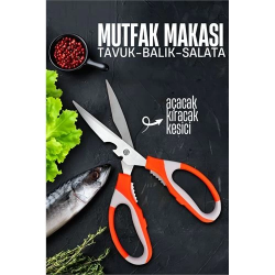 Mey İthalat® Mutfak Makası - Tavuk Kesme Makası Balık Temizleme Makası Salata Hazırlama Makası