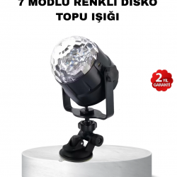 Mey İthalat® Müzik Ritmine Duyarlı Renkli Disko Topu – 7 Modlu Işıklı Parti Lambası