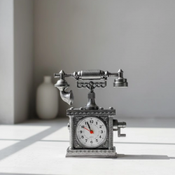 Mey İthalat® N8808B TELEFON ŞEKLİNDE ÇALAR SAAT GÜMÜŞ