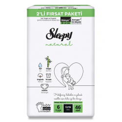 Mey İthalat®   Natural Bebek Bezi 2'Li Fırsat Paketi 6 Beden 46 Adet