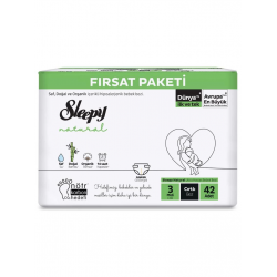 Mey İthalat®   Natural Bebek Bezi Fırsat Paketi 3 Beden 4-9 Kg 42 Adet