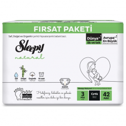 Mey İthalat®   Natural Bebek Bezi Fırsat Paketi 3 Beden 4-9 Kg 42 Adet