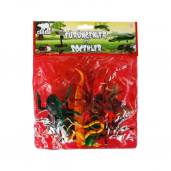 Mey İthalat® 0716 Sürüngenler ve Böcekler Poşetli Hayvan Oyun Seti 13'lü