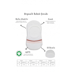 Mey İthalat®   2'Li Penye Babet Silikon Çemberli Çorap 30102 Pudra Beyaz