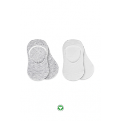 Mey İthalat®   2'Li Penye Babet Silikonlu Basic Çorap 30104 Gri Beyaz