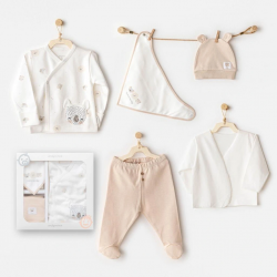 Mey İthalat®   AC25850 Happy Animals 5'Li Hastane Çıkışı Ekru