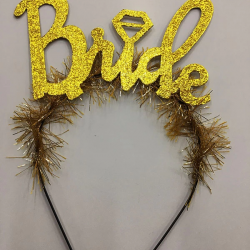 Mey İthalat® Altın Renk Bekarlığa Veda İtalik Yazı Alyanslı Bride Taç