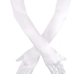 Mey İthalat® Beyaz Renk Dirseğe Kadar Uzun Kumaş Eldiven 40 cm