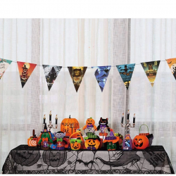 Mey İthalat® Cadılar Bayramı Halloween Flama Bayrak Banner Süs 8 li 3 Metre