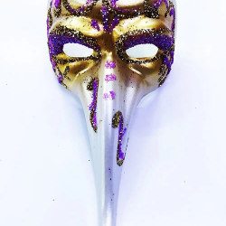 Mey İthalat® Fuşya Renk İşlemeli Seramik Malzemeden İmal Venedik Uzun Maske Magnet