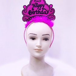 Mey İthalat® Happy Birthday Neon Fuşya Renk Doğum Günü Tacı 24x15 cm