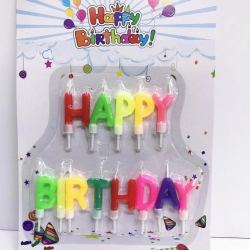 Mey İthalat® Happy Birthday Yazılabilen Rengarenk Doğum Günü Mumu