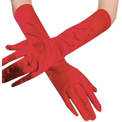 Mey İthalat® Kırmızı Renk Dirseğe Kadar Uzun Kumaş Eldiven 40 cm