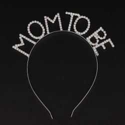 Mey İthalat® Kristal Taşlı Gümüş Renk Mom to Be Tacı Anne Tacı