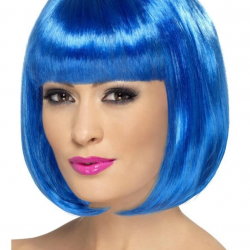 Mey İthalat® Mavi Renk Parti Peruğu Kısa Küt Saç