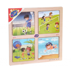 Mey İthalat® ONY-343/344/345/346 Ahşap Eğitici 4'lü Puzzle -Onyıl