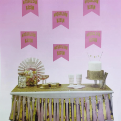 Mey İthalat® Pembe Üzeri Altın Hoşgeldin Kızım Flama Süs
