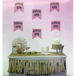 Mey İthalat® Pembe Üzeri Gümüş Renk Hoşgeldin Kızım Bayrak Süs