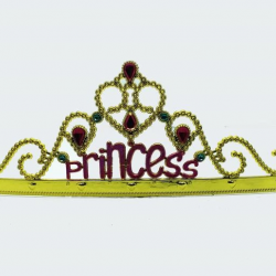 Mey İthalat® Prenses Yazılı Altın Renk Ayarlanabilir Parti Tacı 60 cm
