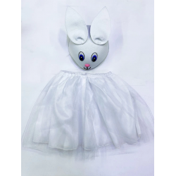 Mey İthalat® Tavşan Kostümü Beyaz - 23 Nisan Tavşan Şapka ve Tütü Etek Seti 2 Parça