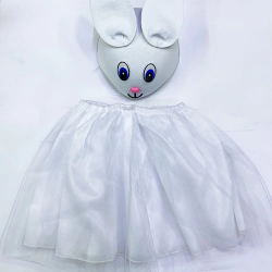 Mey İthalat® Tavşan Kostümü Beyaz - 23 Nisan Tavşan Şapka ve Tütü Etek Seti 2 Parça