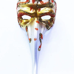 Mey İthalat® Turuncu Renk İşlemeli Seramik Malzemeden İmal Venedik Uzun Maske Magnet