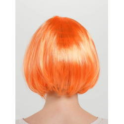 Mey İthalat® Turuncu Renk Parti Peruğu Küt Saç