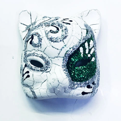 Mey İthalat® Yeşil Renk İşlemeli Seramik Malzemeden İmal Venedik Kedi Model Magnet