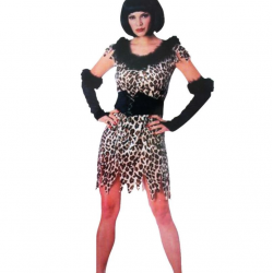 Mey İthalat® Yetişkin Bayan Leopar Kostümü  - Kedi Kız Kostümü - Taş Devri Kostümü
