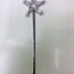 Mey İthalat® Yıldız Peri Asası Sihirli Değnek Beyaz Ponponlu