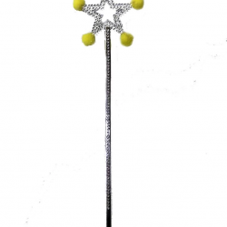 Mey İthalat® Yıldız Peri Asası Sihirli Değnek Sarı Ponponlu