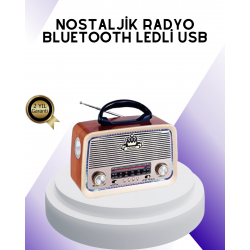 Mey İthalat® Nostalji Bluetooth Radyo FM AM SW Ahşap Eskitme Tasarım