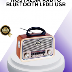Mey İthalat® Nostalji Bluetooth Radyo FM AM SW Ahşap Eskitme Tasarım