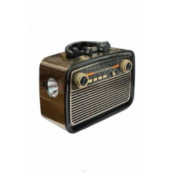 Mey İthalat® Nostalji Radyo Bluetooth Hoparlör USB-SD Kart Giriş Led Fener Işıklı Bataryalı Pilli