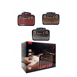 Mey İthalat® Nostaljik Görünümlü Ahşap Radyo TF SD USB Girişli Led Fener Işıklı