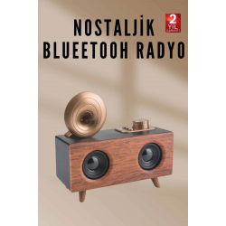 Mey İthalat® Nostaljik Radyo Bluetooth Bağlantılı Şarjlı Yüksek Ses Kaliteli