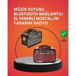 Mey İthalat® Nostaljik Radyo Görünümlü Bluetooth Hoparlör – FM/AM Yayın, Kablosuz Bağlantı, Şarj Edilebilir