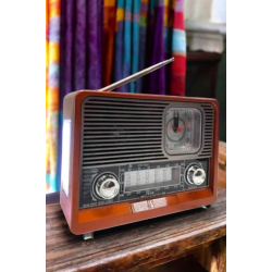 Mey İthalat® Nostaljik Radyo USB,AUX Ve SD Kart Girişli Bluetooth Bağlantılı