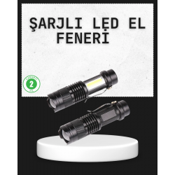 Mey İthalat® Odak Ayarlı 2000 Lümen Şarjlı LED El Feneri