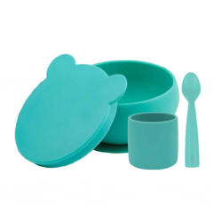 Mey İthalat®   Blw I Silikon Beslenme Seti 3'Lü (Kaseli) Aqua Green