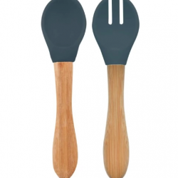 Mey İthalat®   Mama Kaşığı ve Çatal Seti Deep Blue