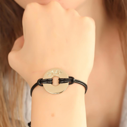 Mey İthalat® OKAY (İyi) Siyah Deri İpli Unisex Mood Bileklik