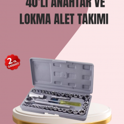 Mey İthalat® Otomotiv ve Ev Kullanımı İçin 40 Parça Lokma Anahtar Seti Taşıma Çantalı