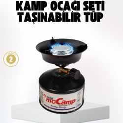 Mey İthalat® Outdoor Kamp Ocağı Gazlı Taşınabilir Pişirme Seti Üç Ayaklı Denge Aparatlı