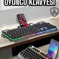 Mey İthalat® Oyuncu Klavyesi Q Klavye RGB Işıklı Mouse Hediyeli