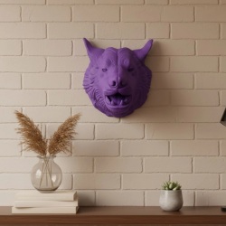 Mey İthalat® Özel Seri Mor Kurt Duvar Süsü Hediyelik Dekoratif Asılabilir Heykel