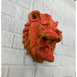 Mey İthalat® Özel Tasarım 3D Aslan Figürü Duvar Süsü Dekoratif Heykel 20x21 cm