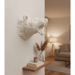 Mey İthalat® Özel Tasarım Beyaz Ayı Duvar Aksesuarı 3D Dekoratif Heykel 25x19 cm