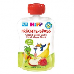 Mey İthalat®   Organik Çilekli Muzlu Elmalı Meyve Püresi 100 Gr