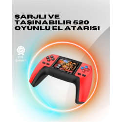 Mey İthalat® P5 Mini Retro Oyun Konsolu – Tak-Çalıştır, 520 Hazır Oyun, Portatif Kullanım